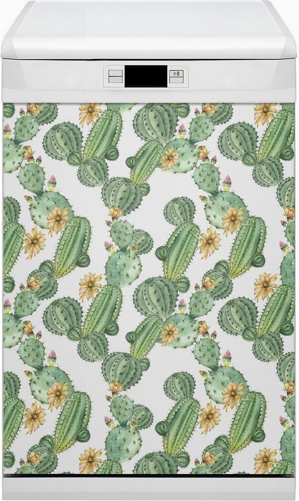 Magnet für Spülmaschine Abwaschbar 45x80 cm Magnet für Spülmaschine Magnetmatte Dekor - Kakti mit Blumen