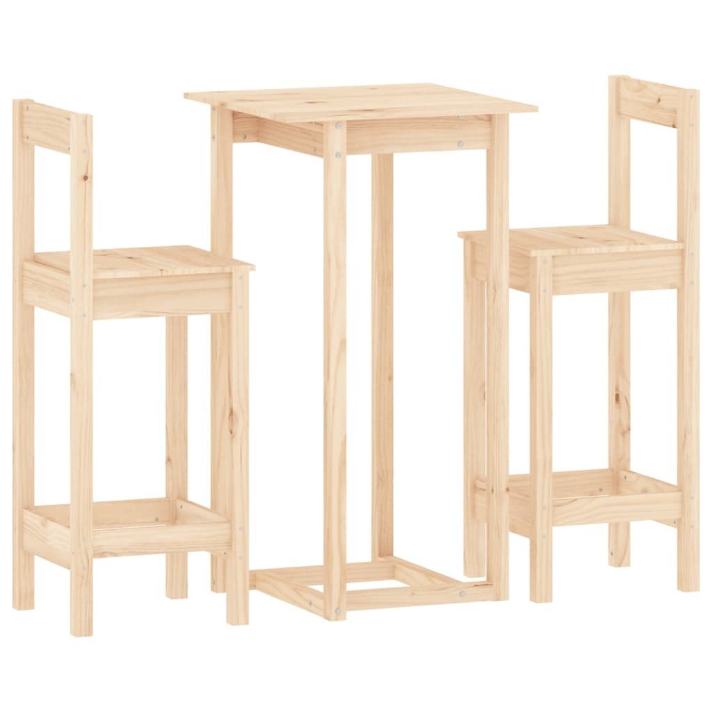 vidaXL 3-tlg. Bar-Set Massivholz Kiefer Produktbild 