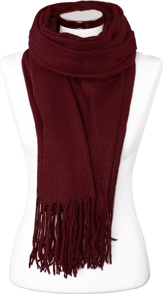 Strickschal mit Fransen einfarbig lang XXL Wollschal Produktbild 