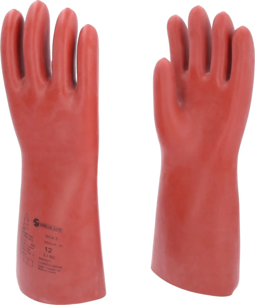 Gants de protection isolants pour électriciens rouge classe 2 T12