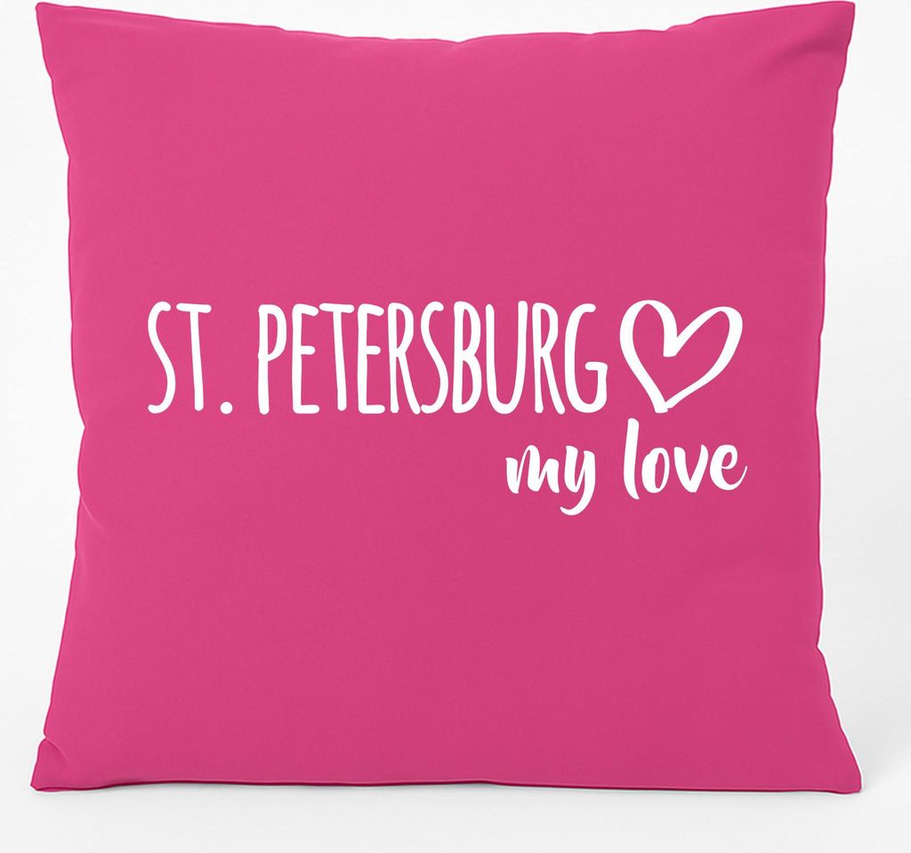 Huuraa Kissen St. Petersburg my love 40x40cm mit Füllung Fuchsia Baumwolle Dekokissen Geschenkidee