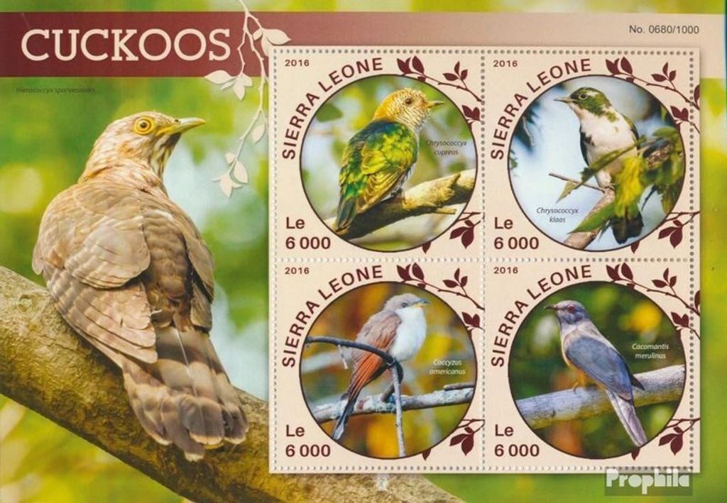 Briefmarken Sierra Leone 2016 Mi 6843-6846 Kleinbogen Produktbild 