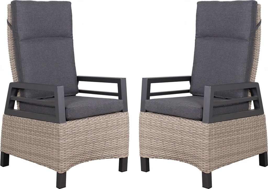 2er Set deVries Relaxsessel Montana Dining - PE spotty grey