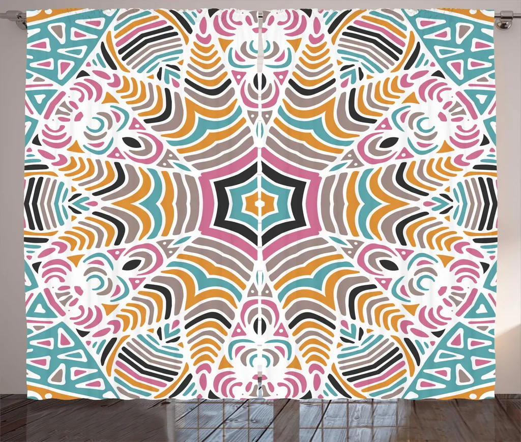 Abakuhaus Tenda Soggiorno Rustica Floreale 280x175 cm con Ganci