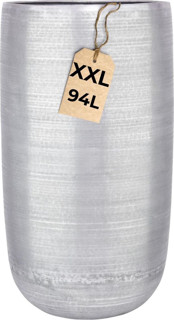 Marrakesch XXL Aluminium Blumenkübel Bodenvase 71 cm Hoch Silber Matt | Pflanzentopf Blumensäule 94 L groß rund für Outdoor Indoor | Blumentopf...