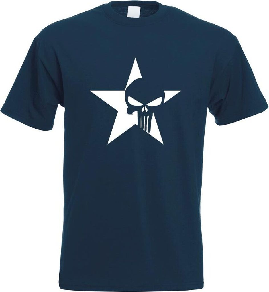 Kiwistar - T-Shirt - Navy - US Punisher Stern Star Motiv Bedruckt Funshirt Design Print - mit Motiv Bedruckt - Funshirt Design - Sport - Freizeit -...