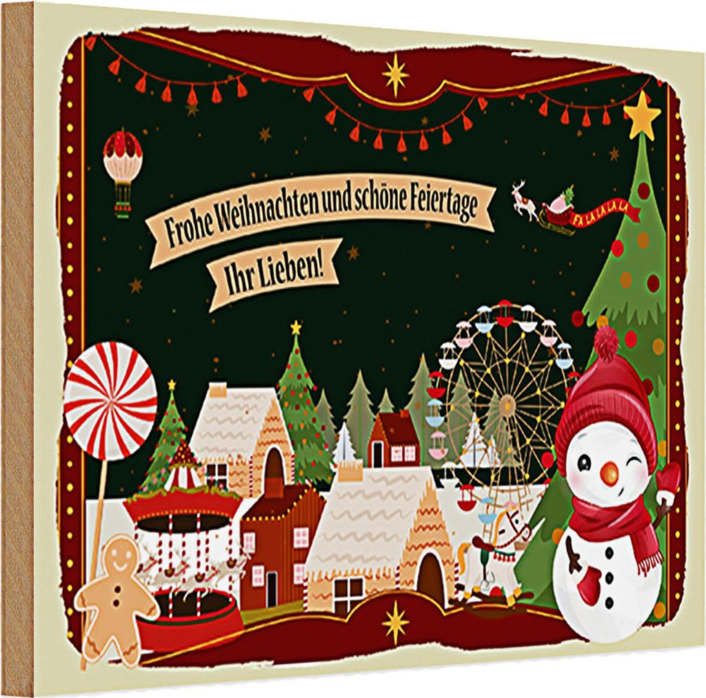 Holzschild Spruch Frohe Weihnachten ihr Lieben 30x20cm