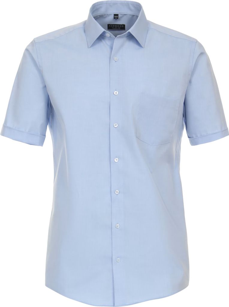 REDMOND Herren Businesshemd Kurzarm Kent Comfort-Fit Popeline Hellblau XL