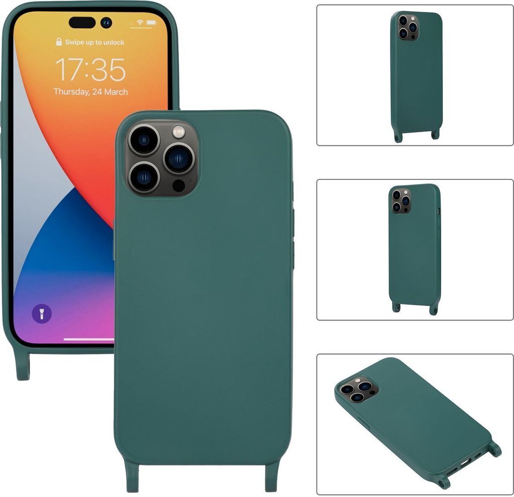 Mobigear Lanyard iPhone 14 Pro Max Silikon Handykette - Dunkelgrün