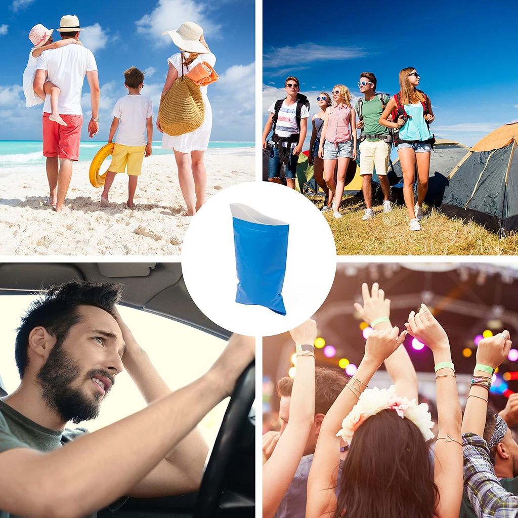 12 Wegwerf Urinebeutel (600ml) & 12 Müllsäcke - Urinal Notfälle Erbrochene Taschen Auto Reisen Camping - für Kinder und Erwachsene - BRAMBLE Pl...