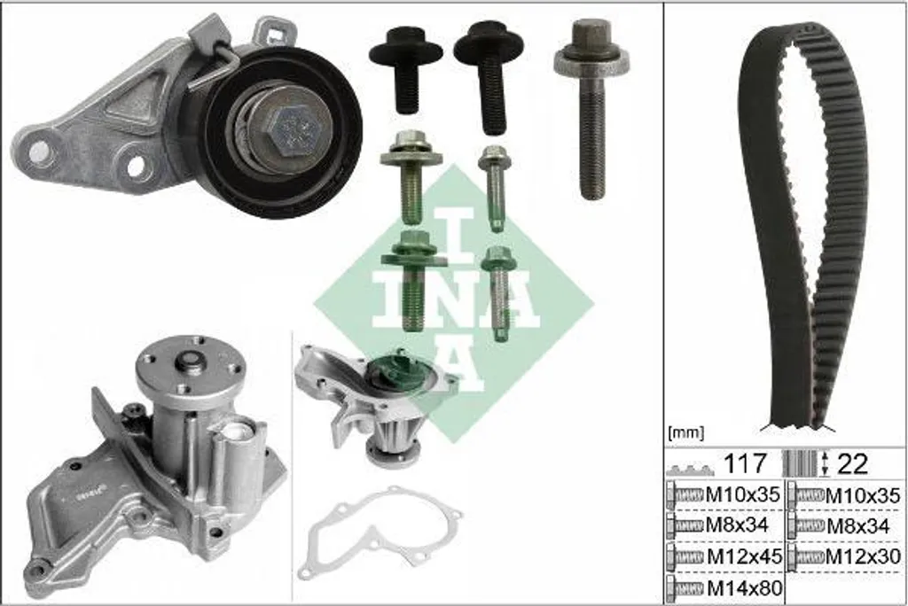 Pompe à eau et kit de courroie dentée pour Ford Fiesta Focus et Fusion