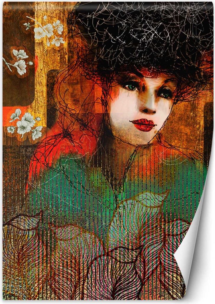 Vlies fototapete Porträt einer Frau abstrakt 200x280 cm Feeby Orange inkl. Kleber einfache Montage