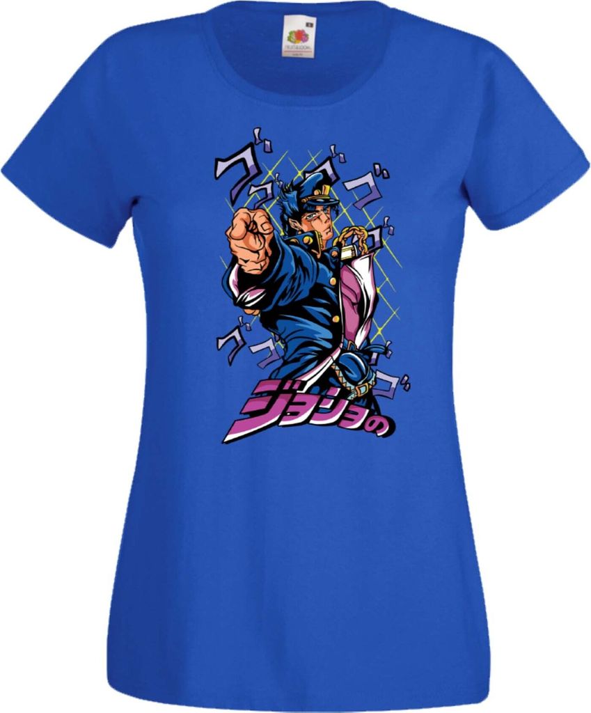 Damen T-Shirt Jojo'S Anime manga Bizarre Adventure Jotaro Kujo Var-004 Jotaro Kujo, Lady L / Blau