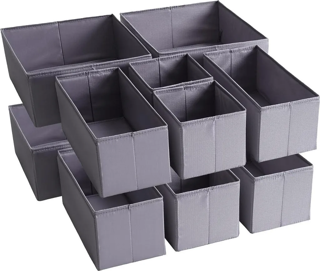 Set 6 Organizer per Cassetti Grigio Scuro | Scatole in Tessuto Lavabile