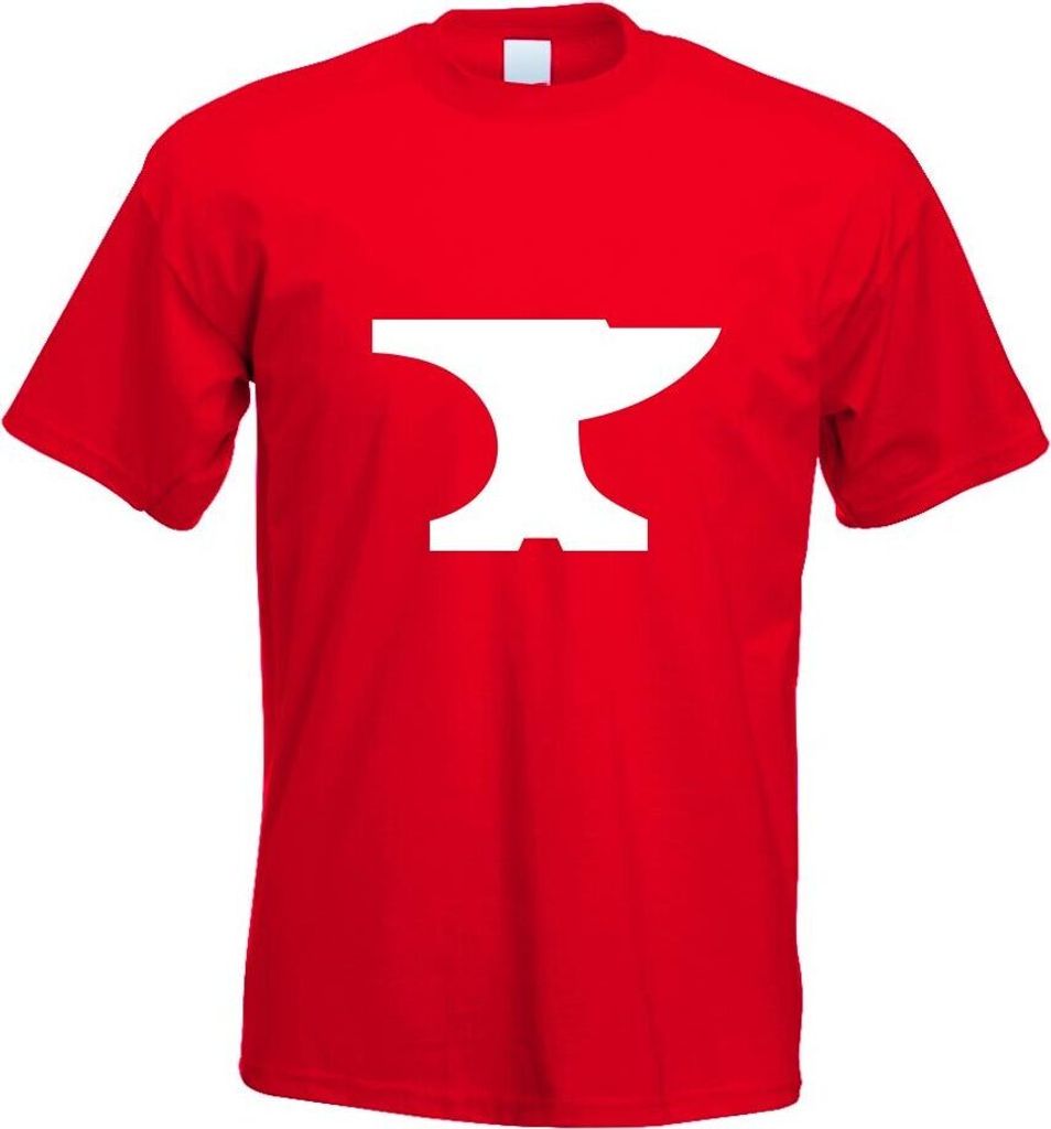 Kiwistar - T-Shirt - rot - Amboss Motiv Bedruckt Funshirt Design Print - mit Motiv Bedruckt - Funshirt Design - Sport - Freizeit - Herren - M