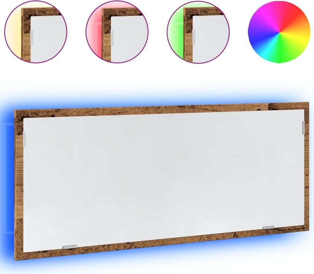 LED-Badspiegel Altholz-Optik 100x8,5x37 cm Holzwerkstoff