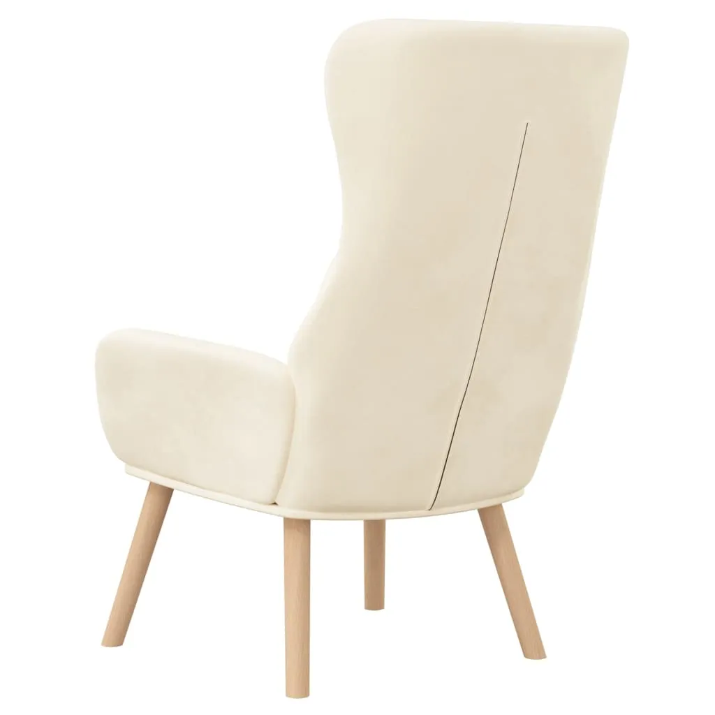 vidaXL Poltrona Relax Velluto Bianco Crema - Seduta Comfort Living - 6