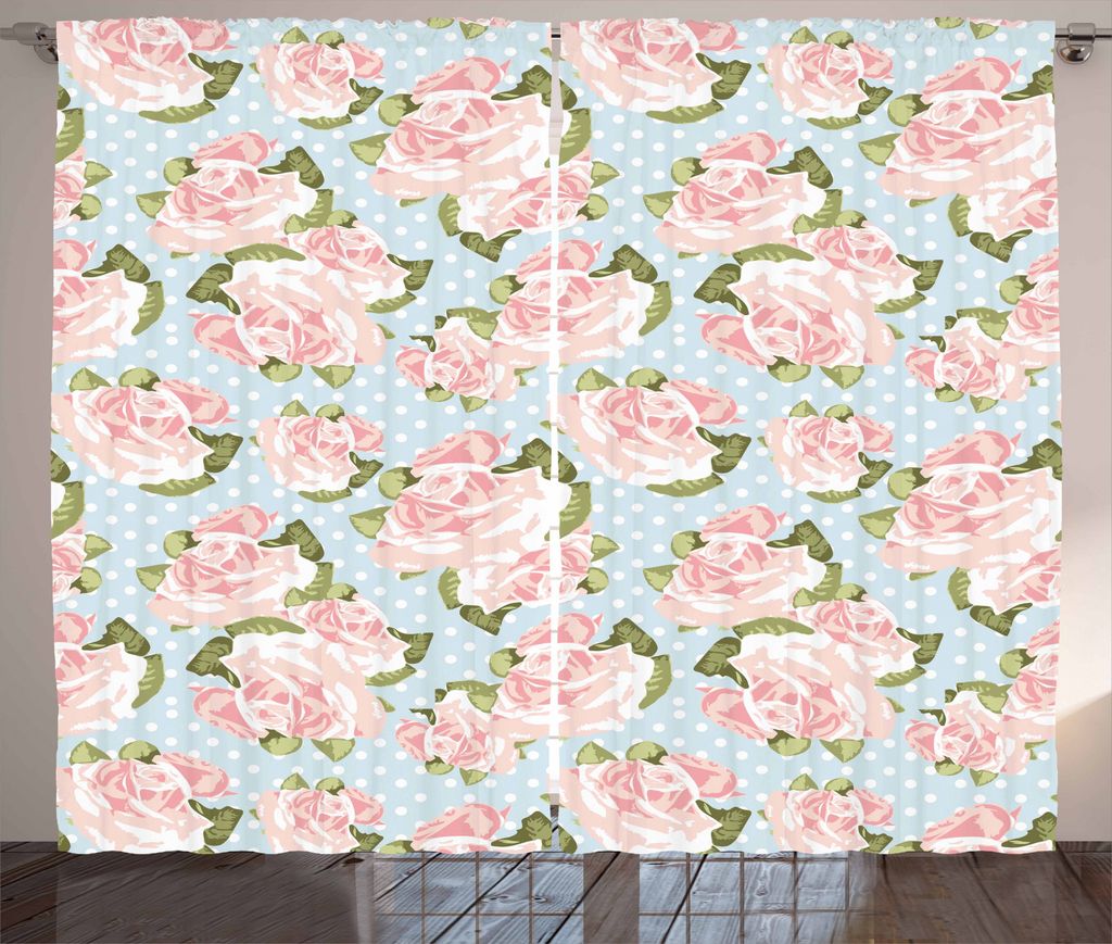 ABAKUHAUS Shabby Chic Rustikaler Gardine, Antikes viktorianisches, Schlafzimmer Kräuselband Vorhang mit Schlaufen und Haken, 280 x 225 cm, Mehrfarbig