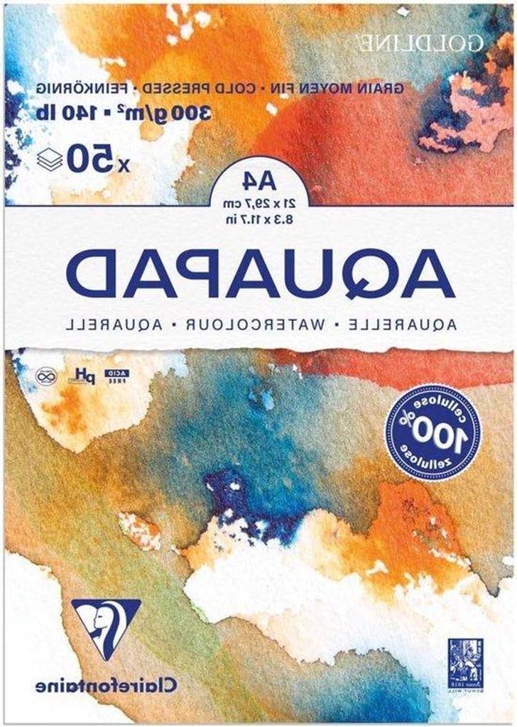 A4 Aquarelblok 50 Blatt weiß 300g Mittelkörnung