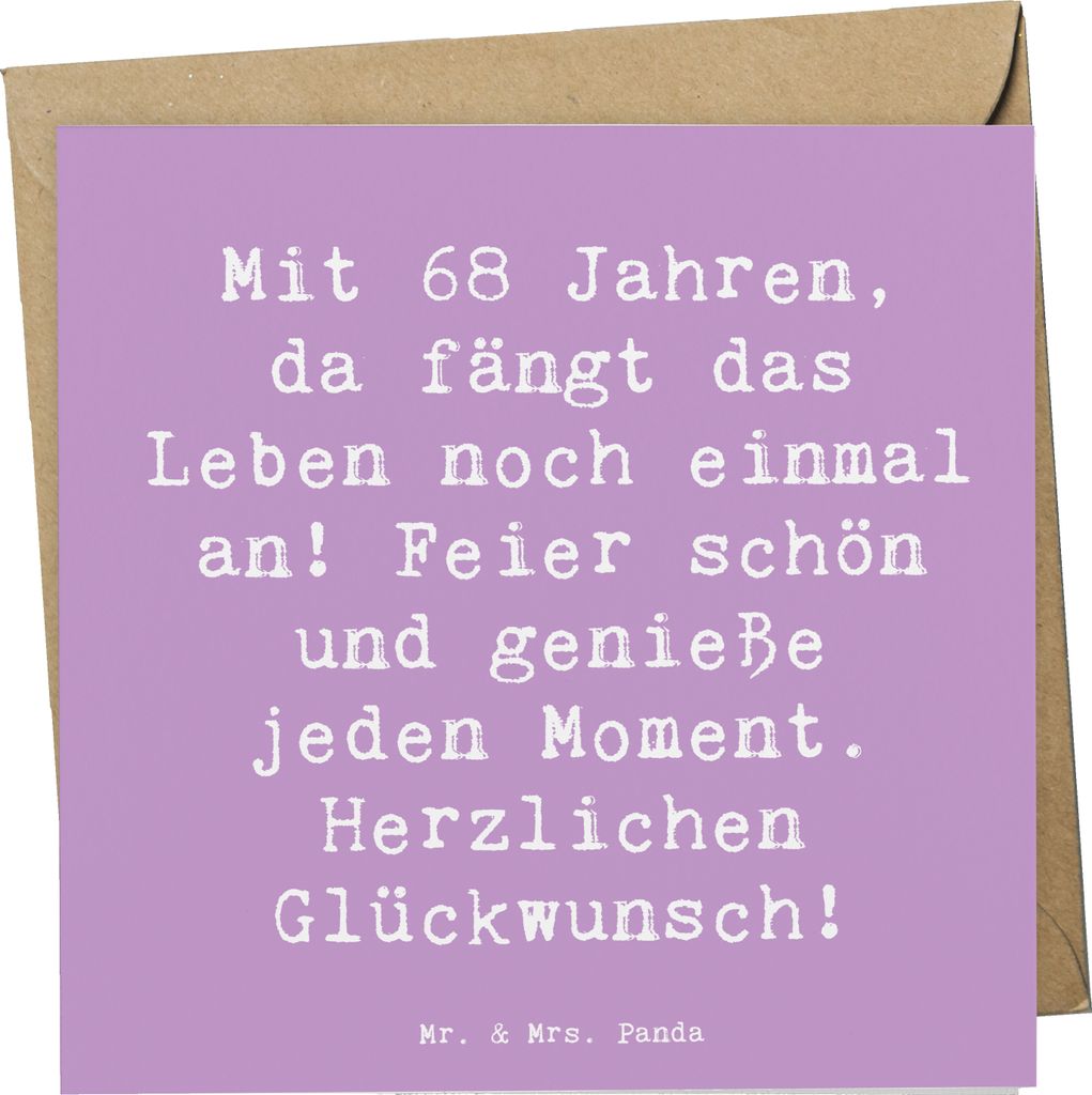 Mr. & Mrs. Panda doppelkarte Spruch 68. Geburtstag Freude - Lavendeltraum - Geschenk, Geburtstagsgeschenk, Leben beginnt neu, faltkarte, Lebensfreu...