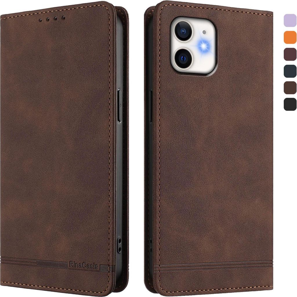 Hülle für iPhone 11, Retro Kunstleder Ständer Klapphülle mit Kartenfächer und Magnetische Braun