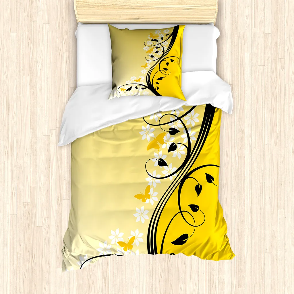 Look Camera da Letto: Set ABAKUHAUS Giallo Senape 135x200 Antiacaro