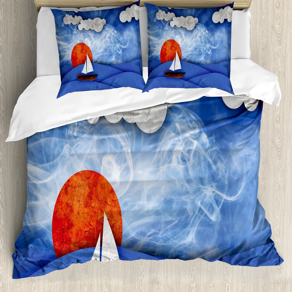 Housse de couette nautique ABAKUHAUS Misty Waters 155x220cm avec taie