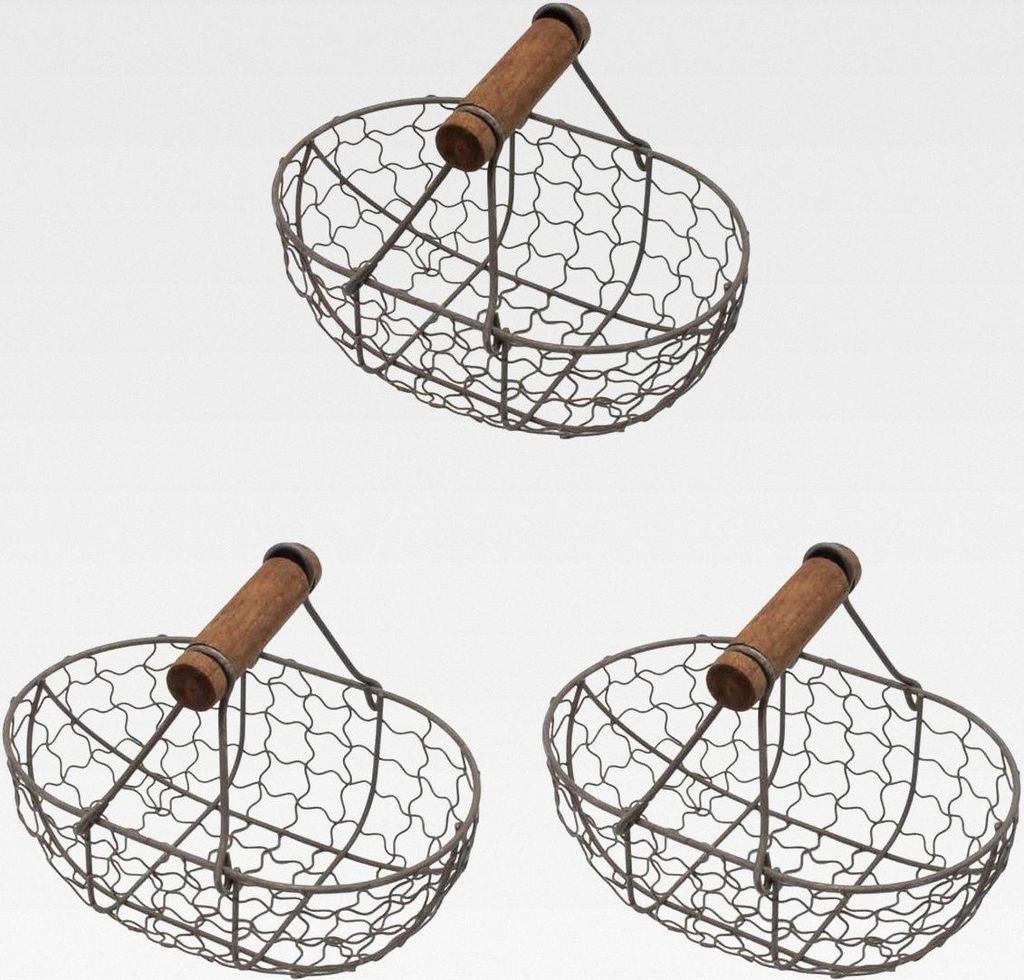 3 Stück Draht-Eierkorb Mit Holzgriff Country Vintage-Stil Eiersammelkorb Draht- -Aufbewahrungskorb Gemüsebehälter Zum Tragen Sammeln Von Hühner...