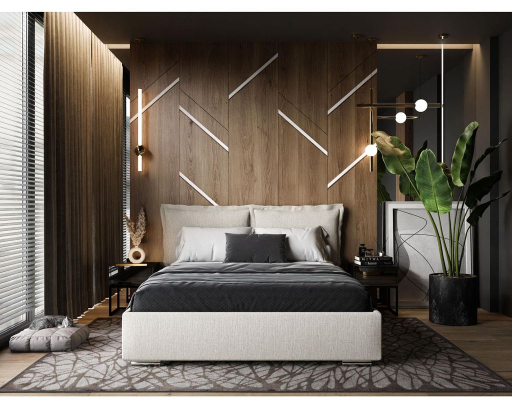 Polsterbett 140 cm mit Bettkasten VELUTTO Modernes Bett im Strukturstoff Inari Beiges Bett mit Kopfteil, Größe: 140x200 cm, Farbe: beige (inari 22)