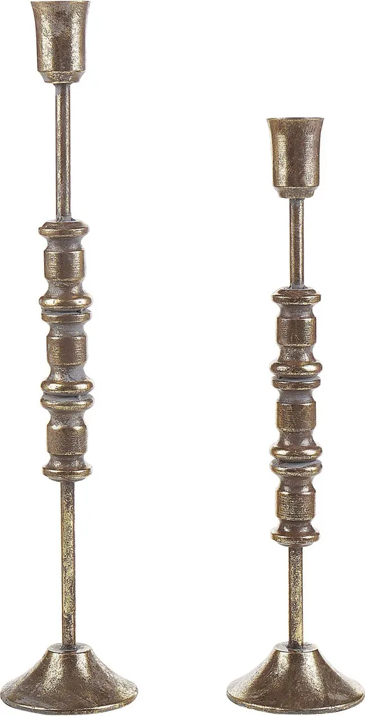 Lot de 2 bougeoirs en métal doré Lumarko design élégant pour la table