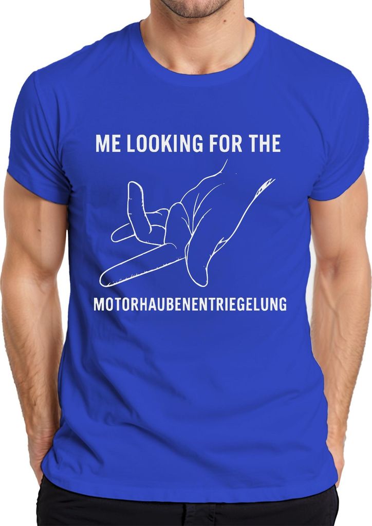 Me looking for Motorhaubenentriegelung KFZ Schrauber Geschenk Herren T-Shirt, Blau, XXL