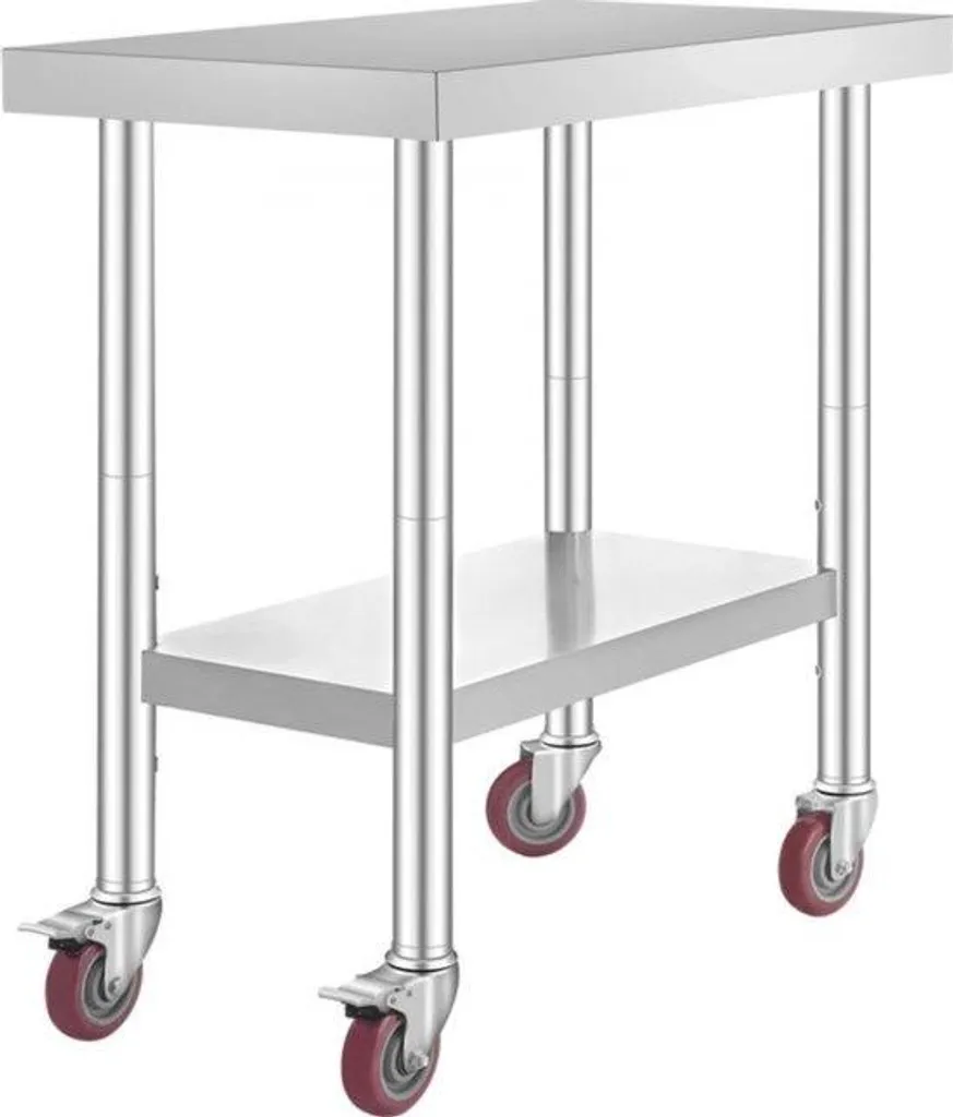Table de préparation de cuisine en inox 76 cm coloris argenté brossé
