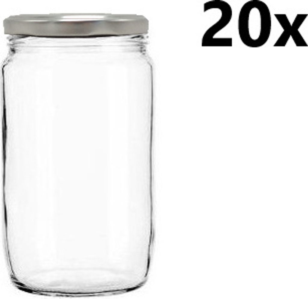 Einmachglas 720 ml FRANCO klar/transparent 20 Stück INKLUSIVE SILBERNEM DECKEL, Anzahl der Teile in der Packung: 20