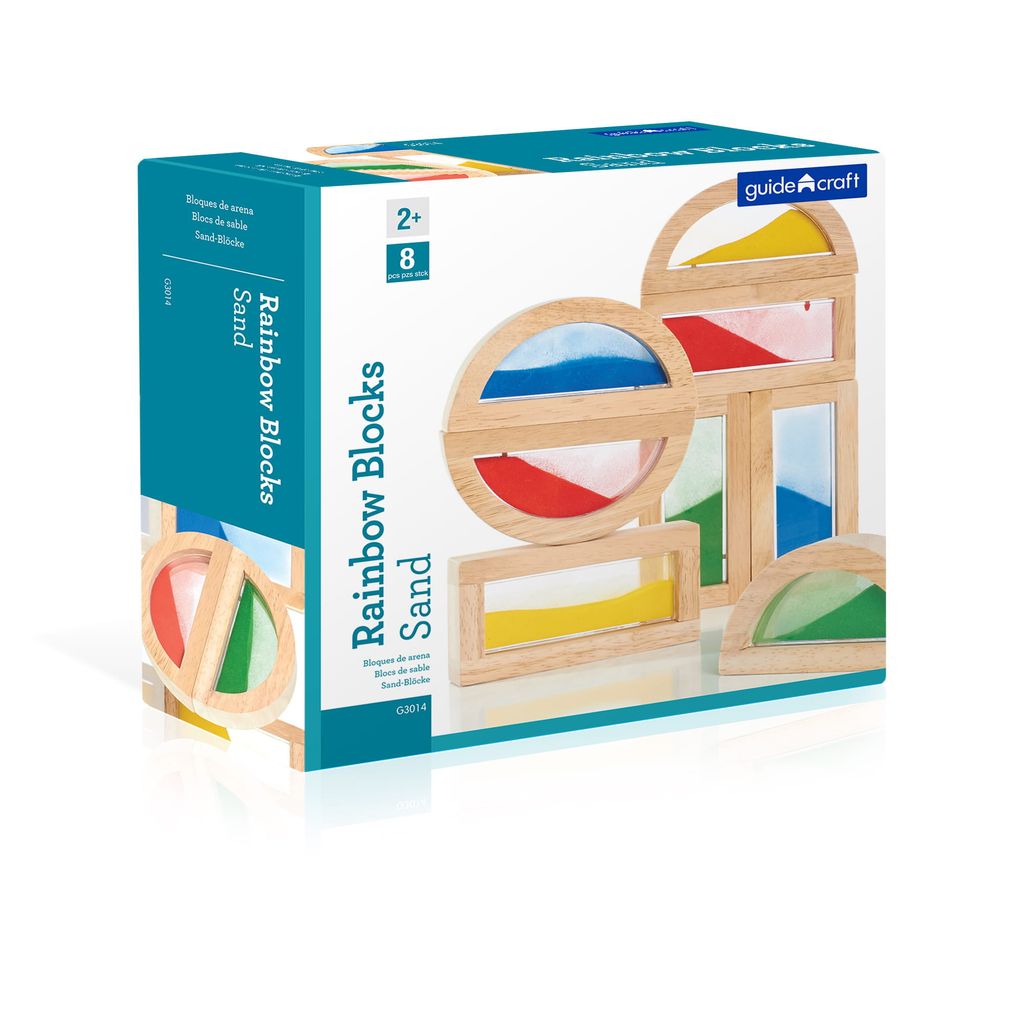 Guidecraft Bausteine Regenbogen - Holzspielzeug mit Sand und Farbe