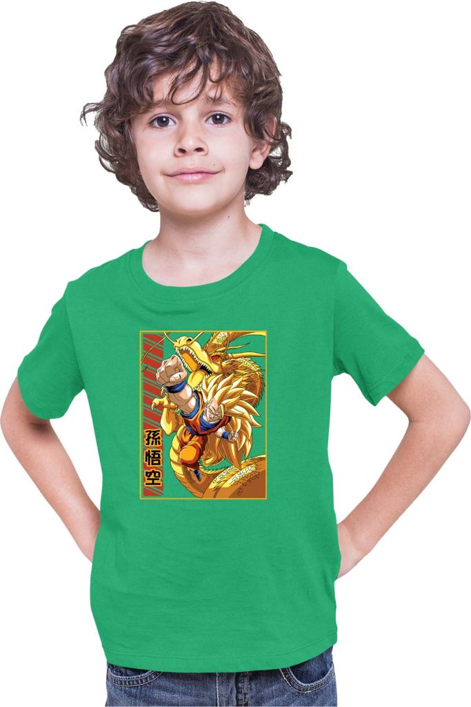 Kinder T-Shirt Dragon Anime Manga Ball Z Goku 38, 5-6 Jahr - 116 / Grün