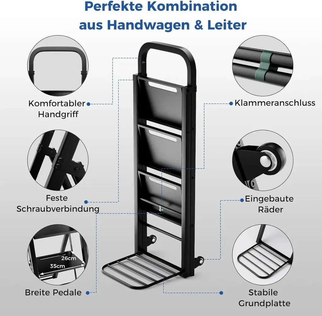 Diable escabeau pliable 2 en 1 : gagnez de la place et soulevez 250 kg - 5