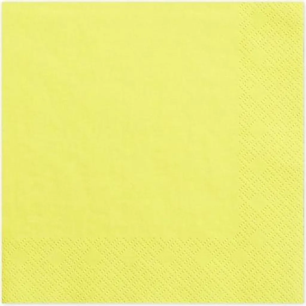 Serviettes de table jetables jaunes en ouate 3 plis, format 33x33 cm