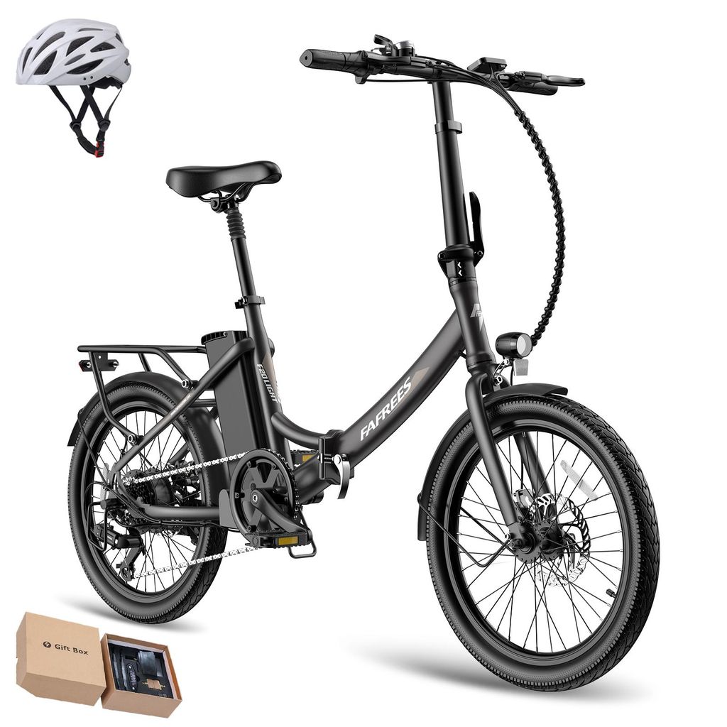 E-Bike Pedelec 20 Zoll Premium 250W Shimano 7-Gang 36V 20Ah Akku 150km IPX5, Schwarz