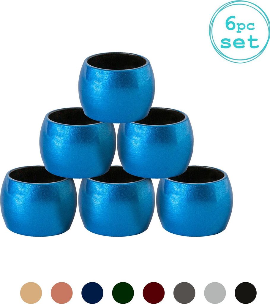 Argon Ta Einzelserviettenring - Tischdekorationen Tuchhalter - Metallic-Finish - 4,5 cm - Blau