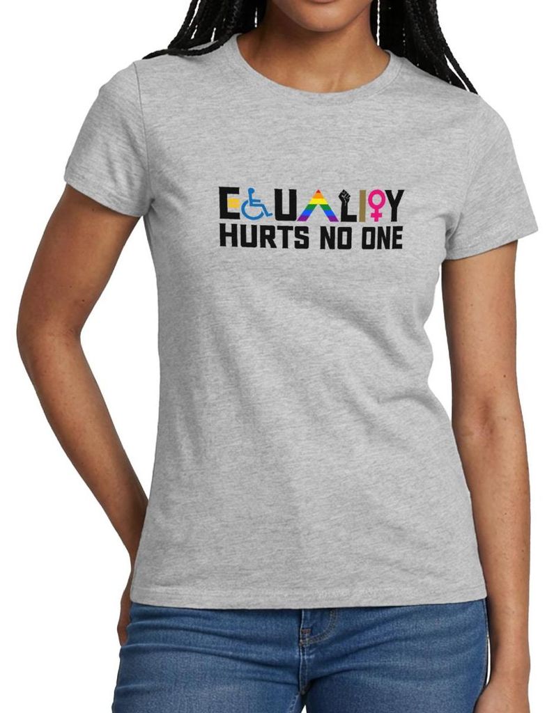 Spreadshirt Equality Hurts No One Pride Vielfalt Frauen T-Shirt, XL, Grau meliert