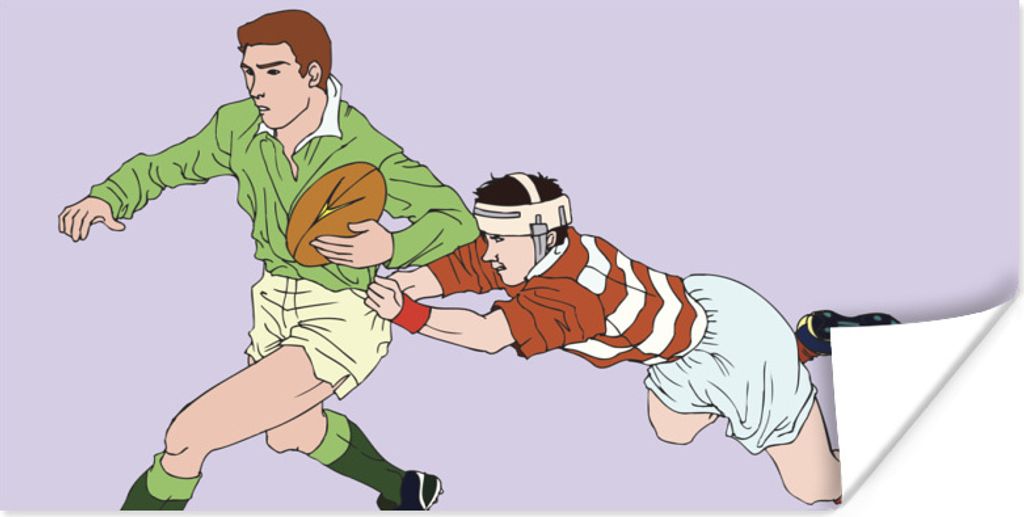 MuchoWow Poster Eine Illustration von zwei Personen, die Rugby spielen 150x75 cm - ohne Rahmen