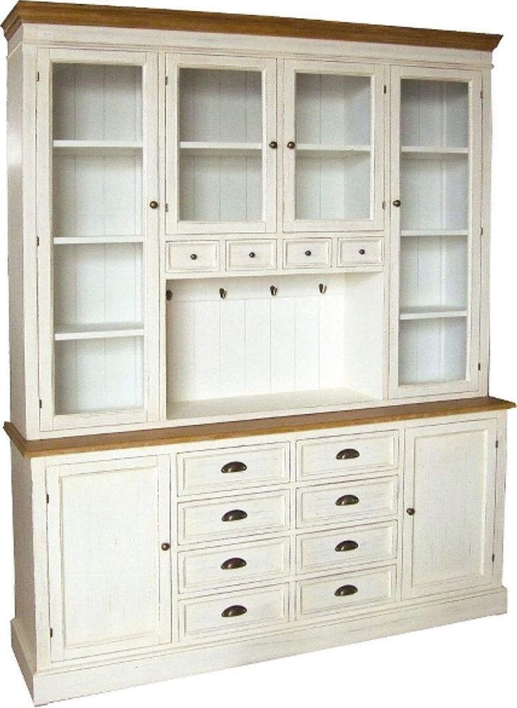 Casa Padrino Landhausstil Wandschrank Antik Weiß / Braun 160 x 43 x H. 220 cm - Landhausstil Möbel