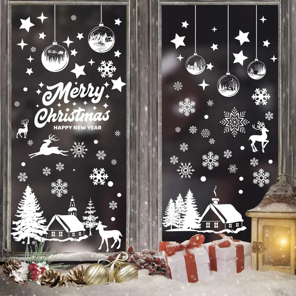 Stickers Noël Flocons de Neige Électrostatiques - Décoration Vitre 9pcs