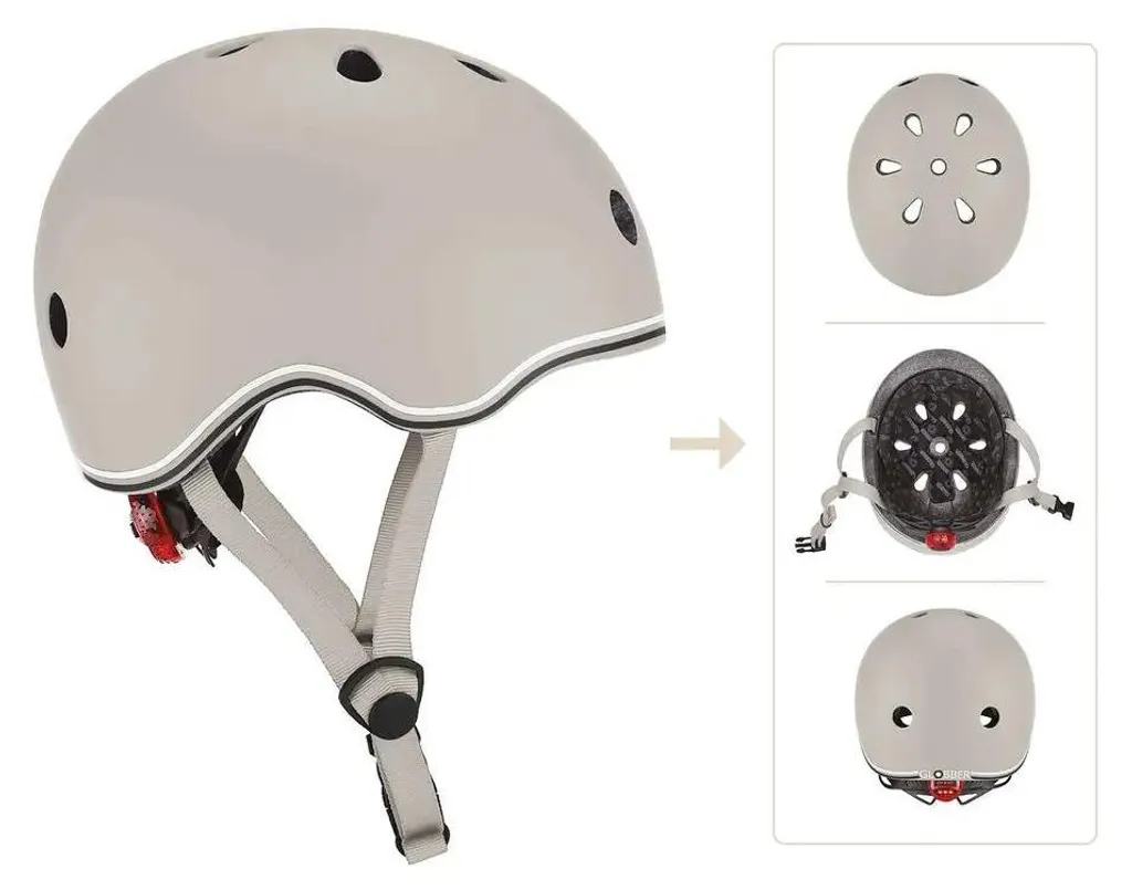 Protégez votre enfant avec le casque Globber GO-UP LIGHTS Taupe 45-51