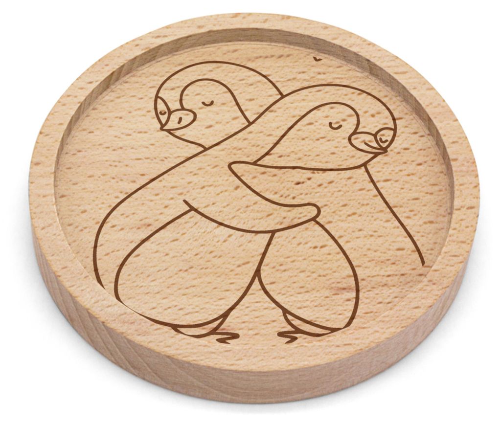 Mr. & Mrs. Panda Tischuntersetzer Pinguine Kuscheln - Transparent - Geschenk, Tassenuntersetzer, für Frauen, gläseruntersetzer, Freund, Freundin,...