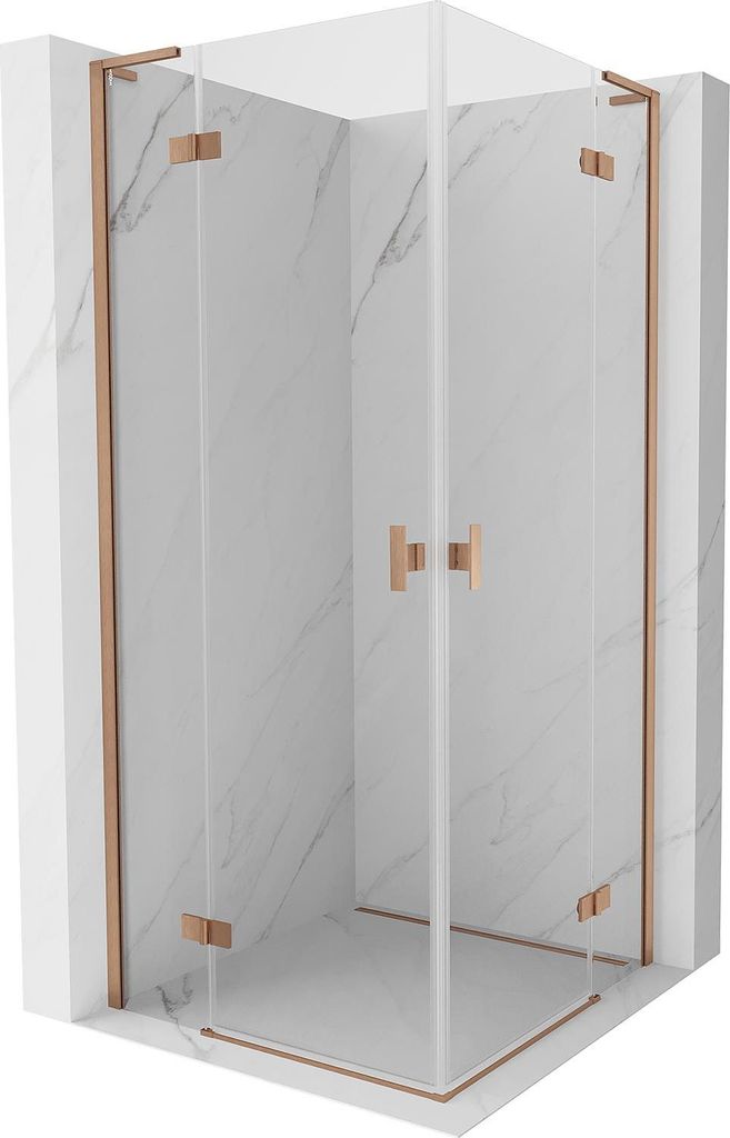 Mexen Mist-H L Duo Duschkabine schwenkbar 115 x 115 cm, transparent, gebürstetes Kupfer - 8A5L-115L-115P-65-00