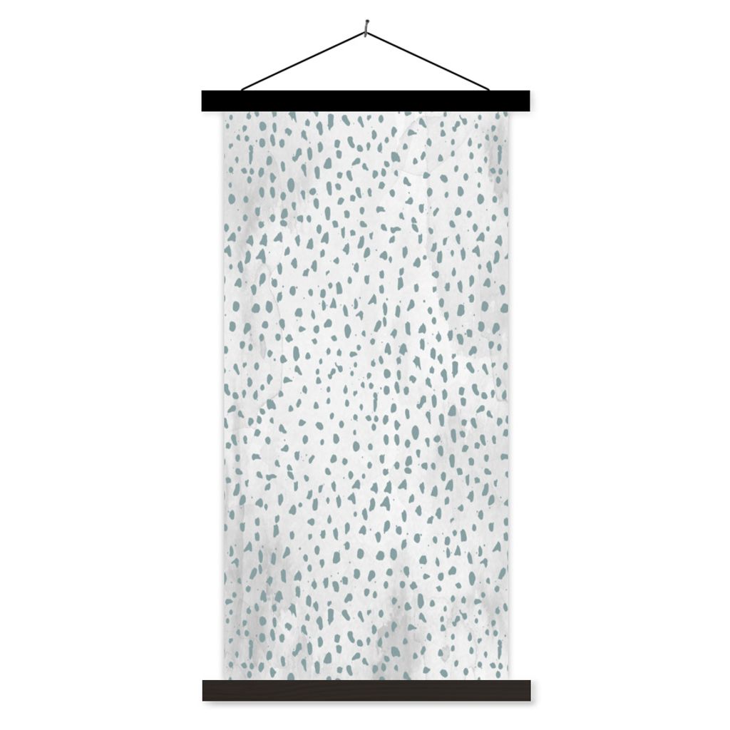 MuchoWow Textilposter Polka dots - Marmor - Weiß 90x180 cm mit schwarzem Rahmen - Dekoration Wohnzimmer