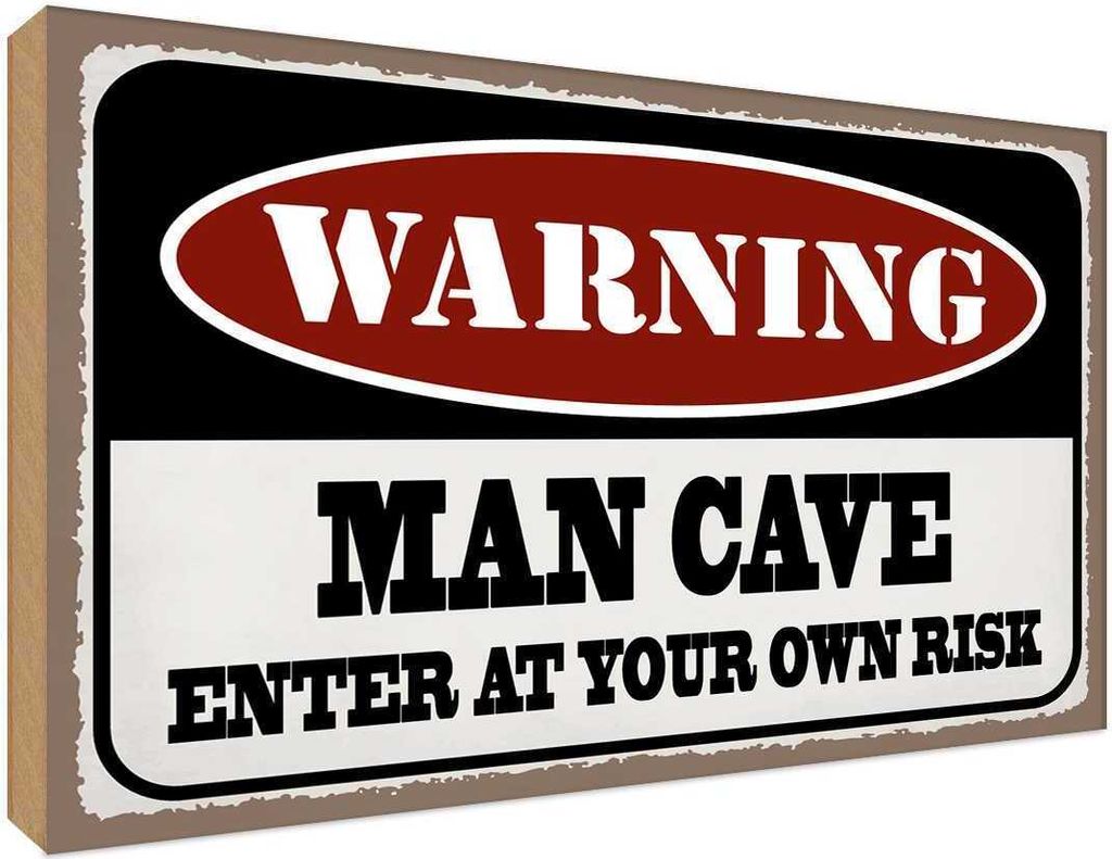 vianmo Holzschild 20x30 cm Warning man cave enter at your Warnschild Hinweisschild