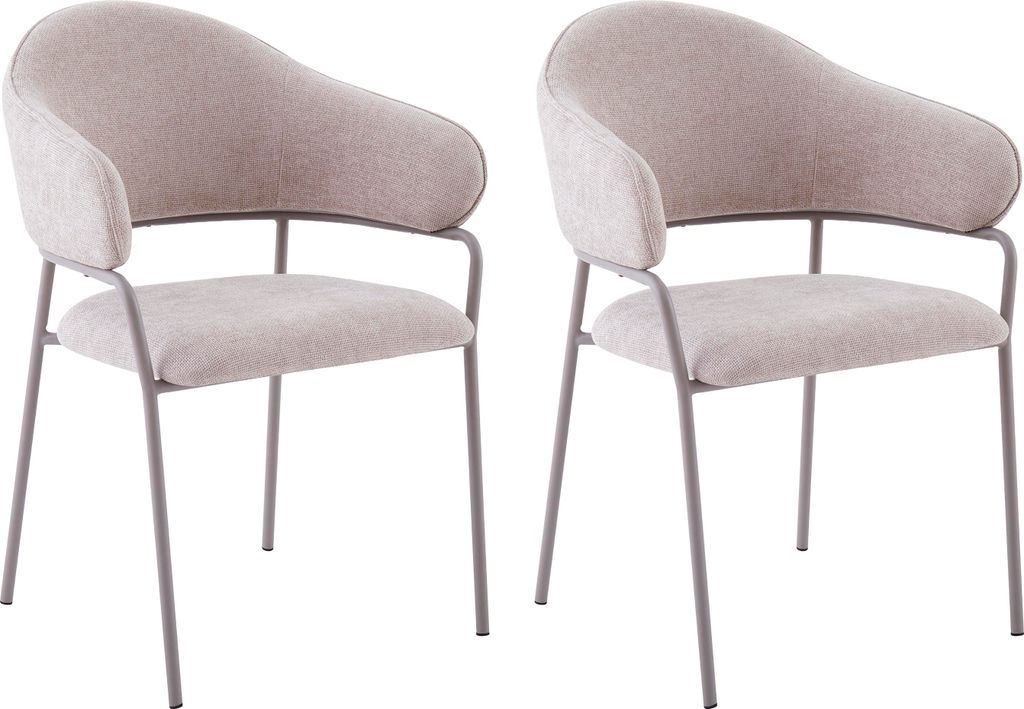 byLIVING Stuhl 2-er Set CURVE / Webstoffbezug in taupe, Produktbild 