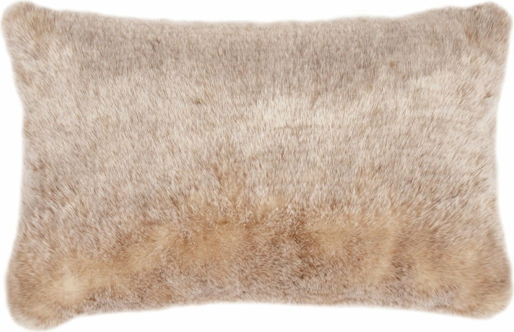 Pad Kissen Kunstfell CHAMPAGNE 30 x 50 cm natural exklusiv modern kuschelig mit RV